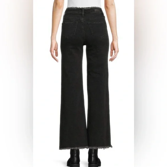 Etienne Marcel Women’s Black High-Waisted Wide Leg Frayed Edge Jeans - Picture 2 of 7